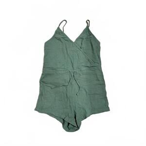 Hollister Gilly Hicks Olive Green Linen Sleeveless Romper- Size Medium